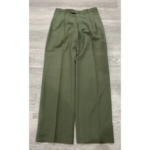 Olive Green I.Q. Pleated Chino Straight Leg Dress Pants | Size 34